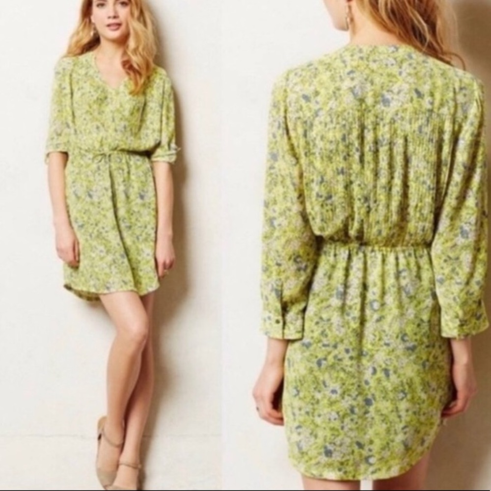Maeve mini dress 3/4 sleeve yellow size small